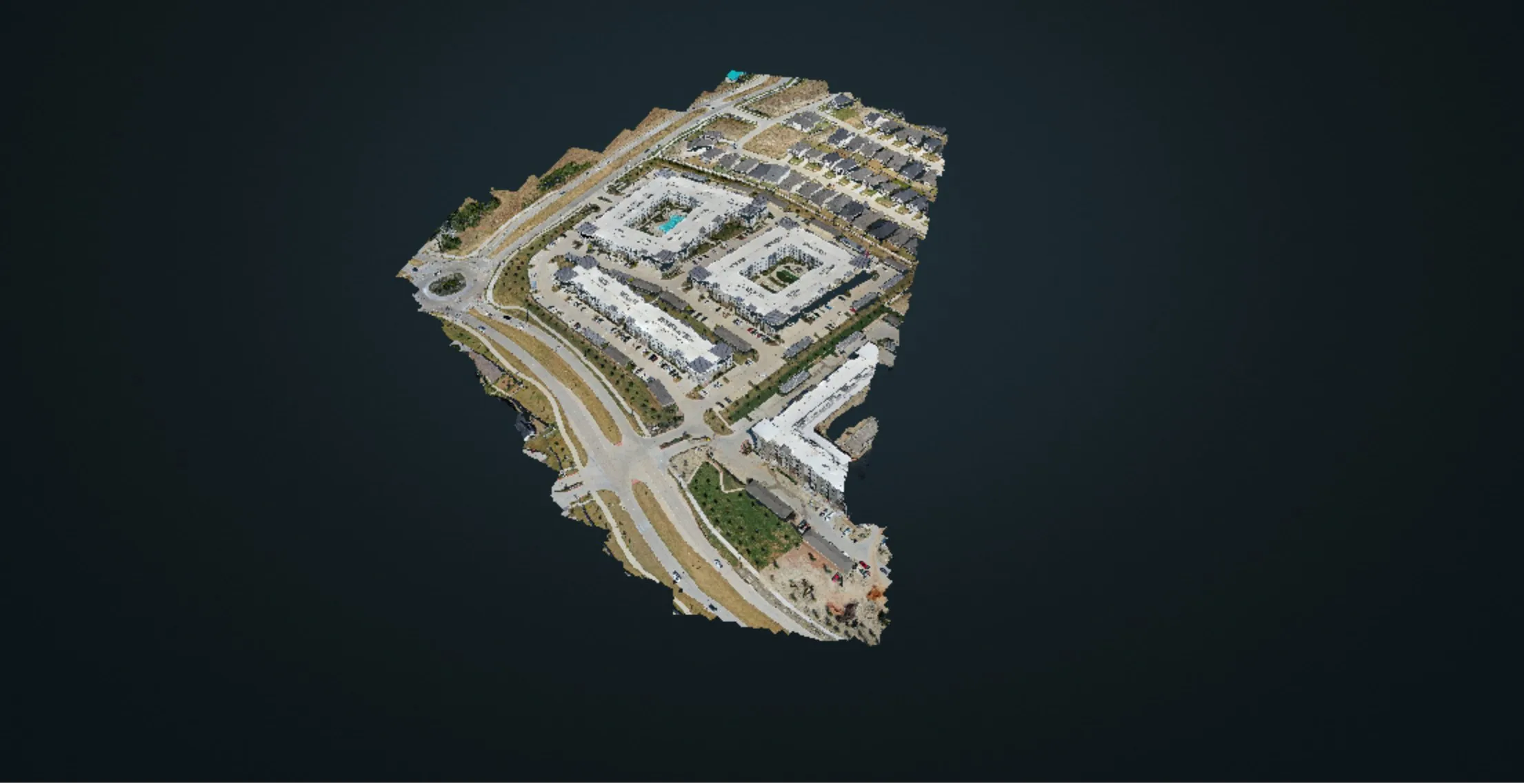 Textured 3D model of the McKinney multifamily site rendered from the drone point cloud