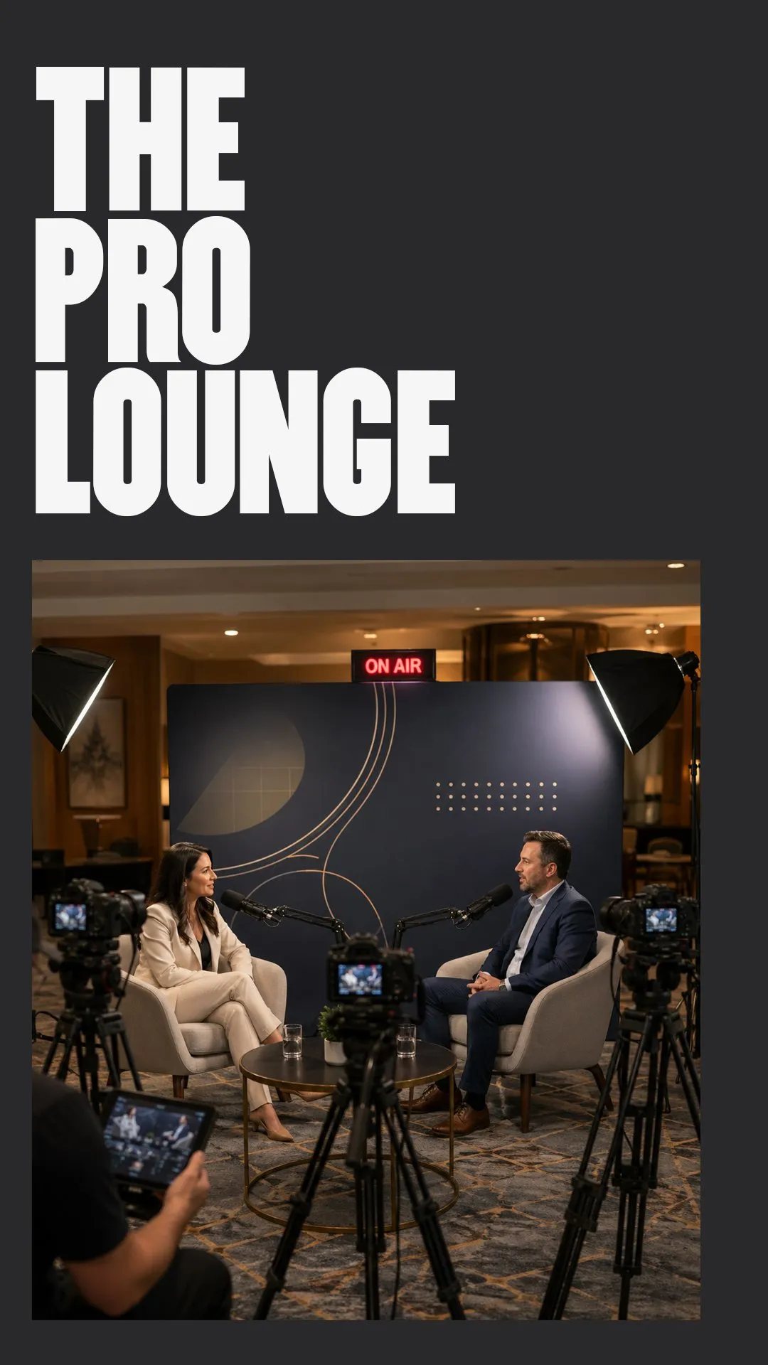 Title card for The Pro tier of the Mobile Podcast Lounge, a hybrid cinema and multicam setup